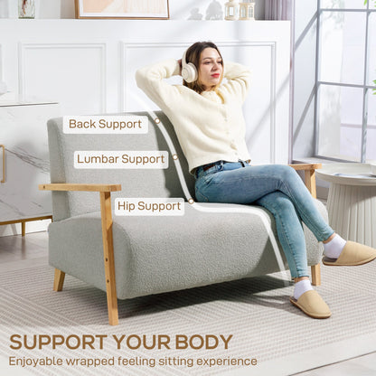 HOMCOM Small Sherpa Fabric 2 Seater Sofa Settee - Light Grey