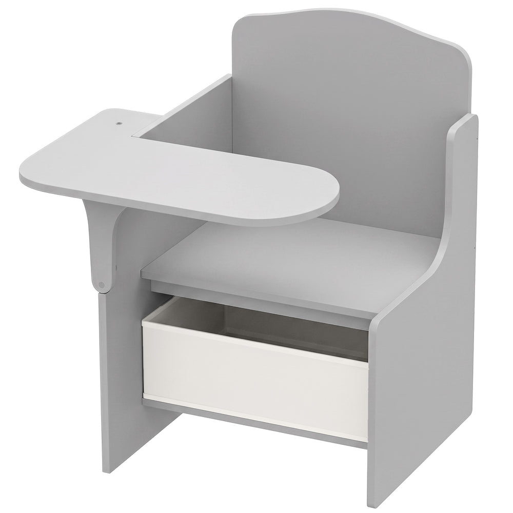AIYAPLAY Kids Table and Chair Set, Children Desk and Chair with Storage Bins for Playing, Reading, Painting, for Ages 3-5, Grey