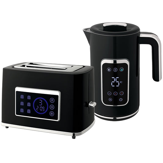 HOMCOM Touch Screen Kettle and Toaster Set - Black