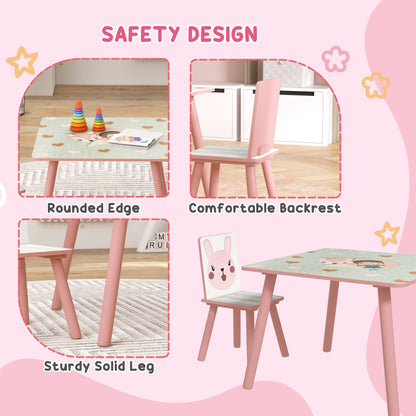 ZONEKIZ Kids and Table Chairs, Children’s Desk with Two Chairs, مجموعة أثاث للأطفال الصغار، للأعمار من 3 إلى 6 سنوات - وردي