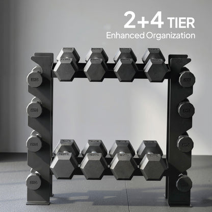 SPORTNOW 4-Tier Dumbbell Rack, Heavy-Duty Weight Rack for Dumbbells, Kettlebells and Multiple Balls, 200 KG Capacity, Black