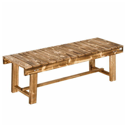 Outsunny 1 Piece 2-seater Outdoor Indoor Wooden Garden Bench Fir Patio Loveseat, 110L x 38W x 35Hcm, Carbonised