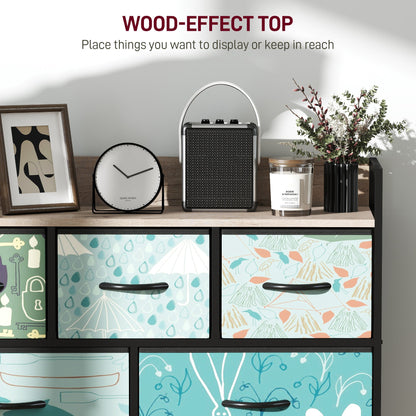 HOMCOM 7-Drawer Chest of Drawers - Blue