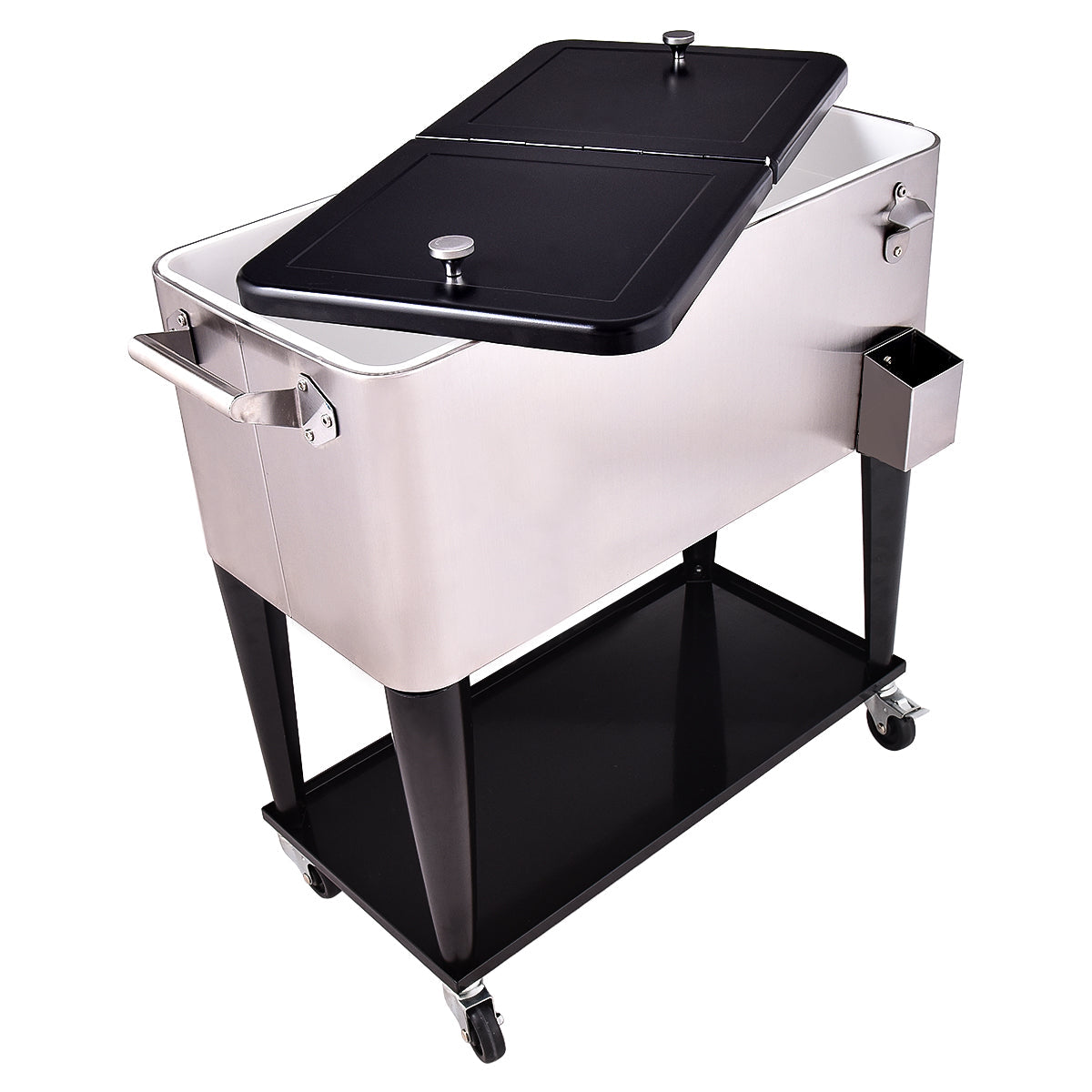 76L Rolling Cooler with Shelf & Bottle Opener for Patio & Pool & Party