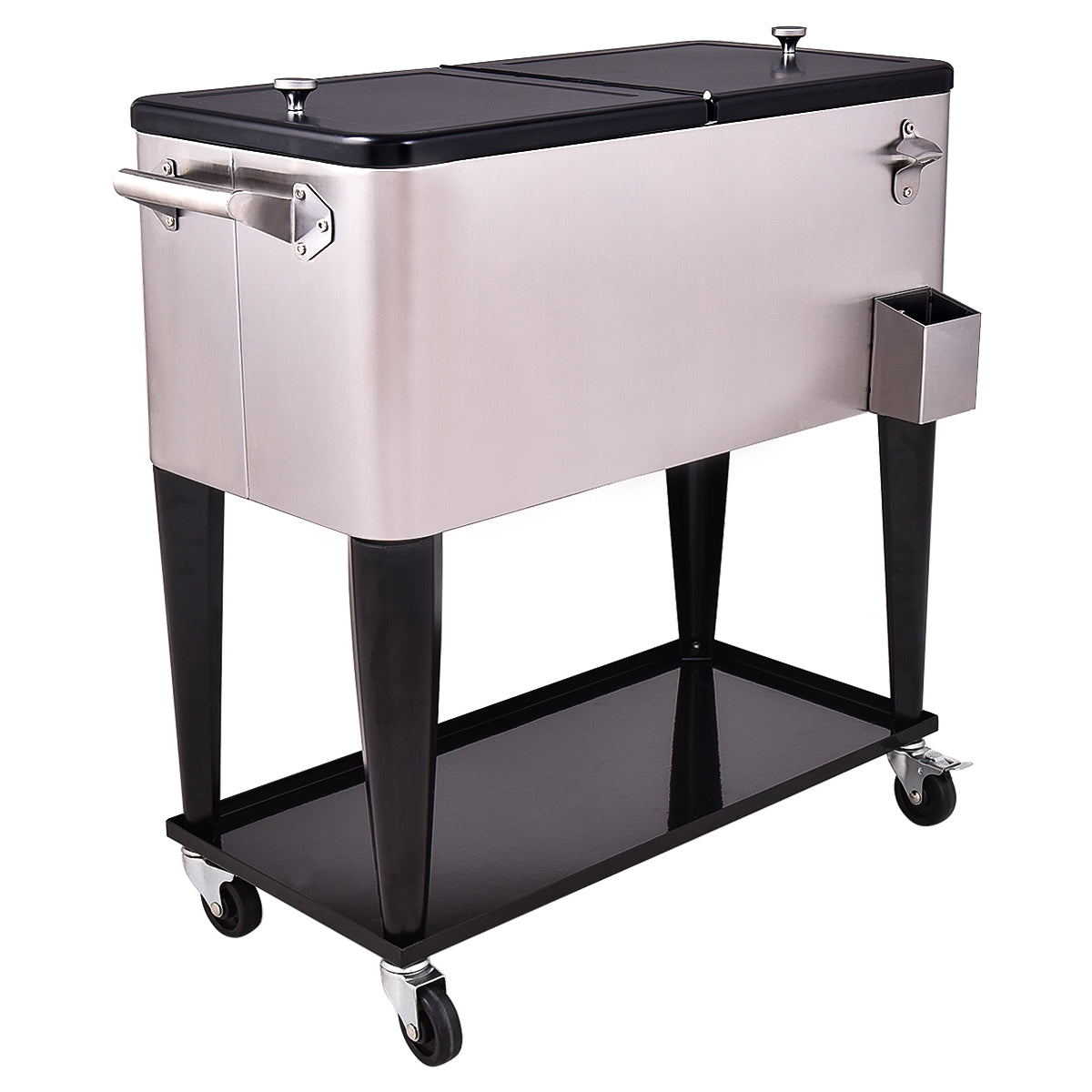 76L Rolling Cooler with Shelf & Bottle Opener for Patio & Pool & Party