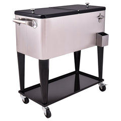 76L Rolling Cooler with Shelf & Bottle Opener for Patio & Pool & Party