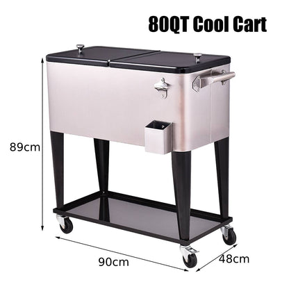 76L Rolling Cooler with Shelf & Bottle Opener for Patio & Pool & Party