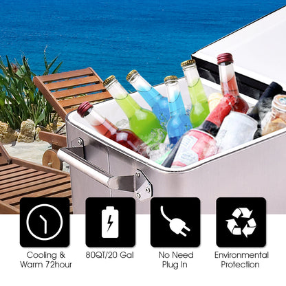 76L Rolling Cooler with Shelf & Bottle Opener for Patio & Pool & Party