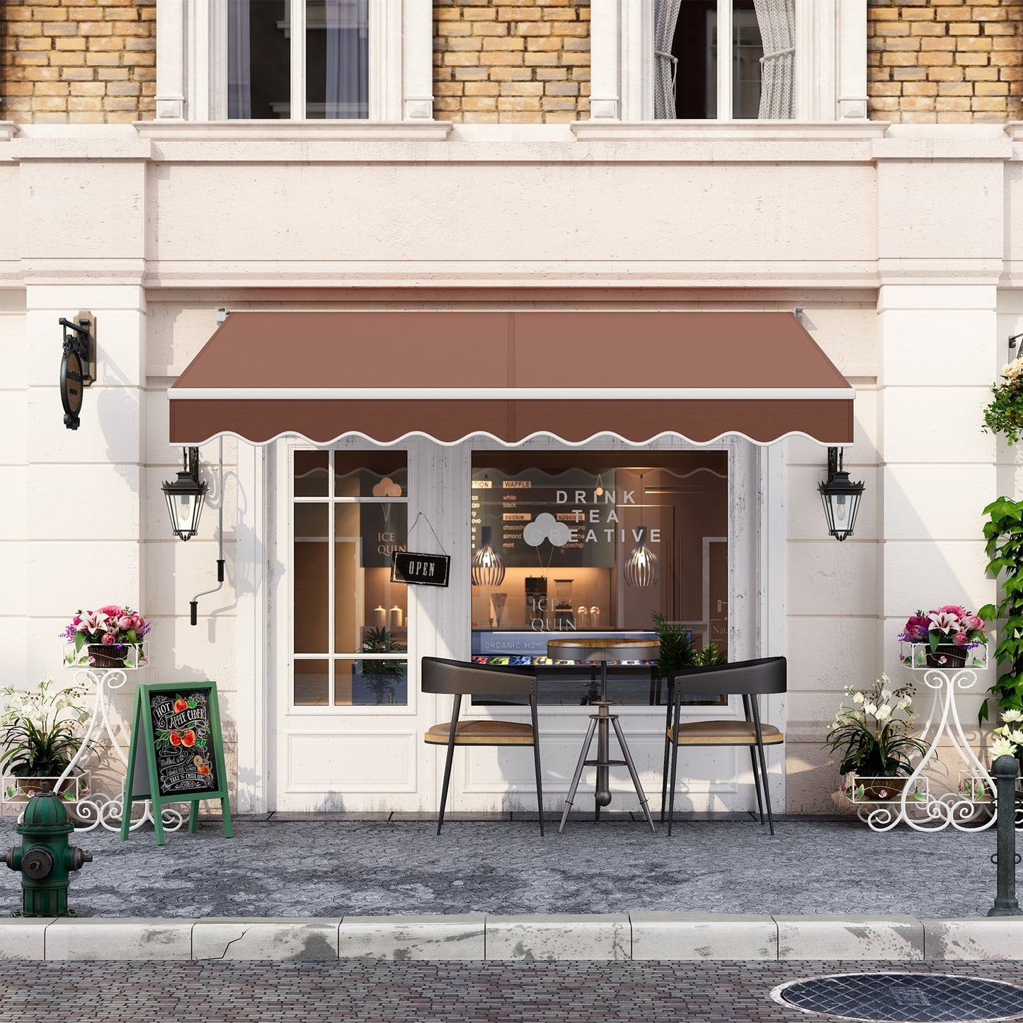 8 x 6.6 Feet Patio Retractable Awning withManual Crank Handle-Coffee