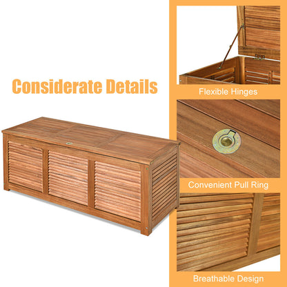 180L Acacia Wood Deck Box with Flexible Hinges and Handle
