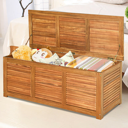 180L Acacia Wood Deck Box with Flexible Hinges and Handle