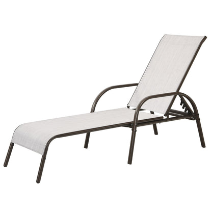 Adjustable Patio Chaise Outdoor Folding Lounge Chair with Adjustable Backrest-Gray