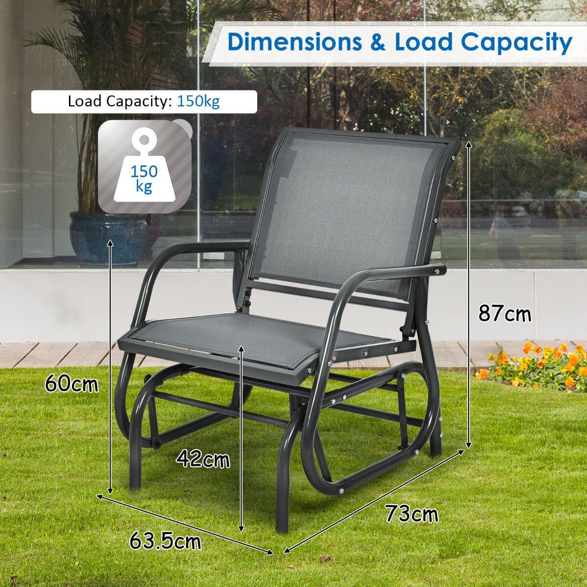 Outdoor Single Swing Glider Rocking Chair for Backyard