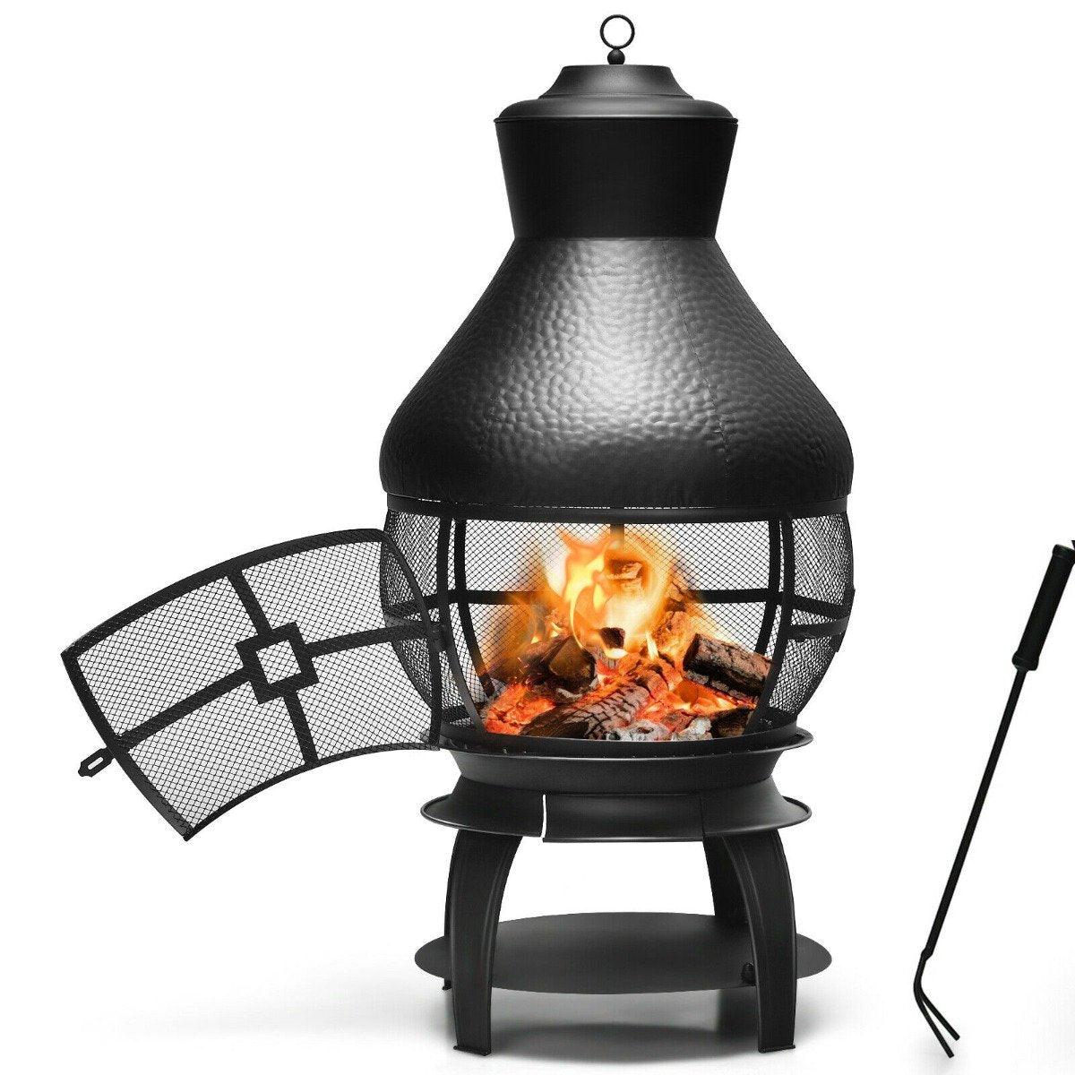 Patio Fire Pit with Coal Burning Heater and 2-piece Log Grate