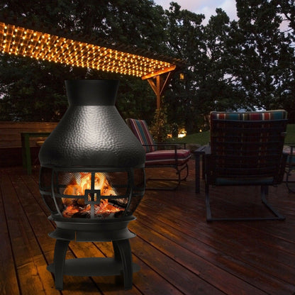 Patio Fire Pit with Coal Burning Heater and 2-piece Log Grate