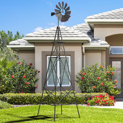 253cm Ornamental Windmill with 4 Support Legs for Backyard, Garden, Farm-Grey