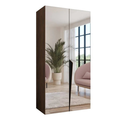 Closet with mirror doors in a modern interior setting