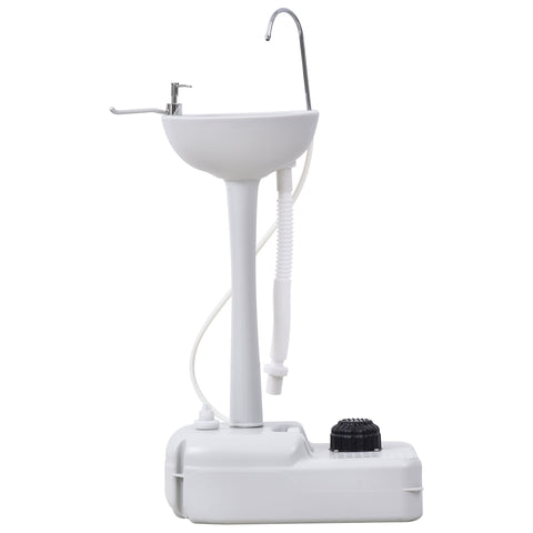Outsunny 17L Camping Portable Handwash Sink w/ Towel Holder & Soap Dispenser Rolling Wheels Outdoor Drainage Equipment