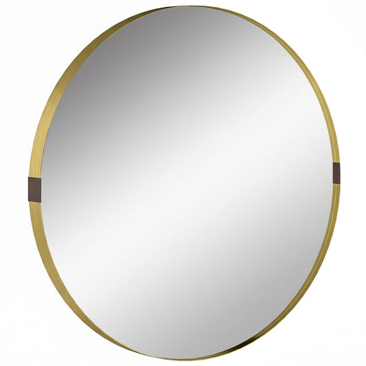 HOMCOM Round Wall Mirror 61 cm, Wall Mounted Bathroom Mirror with Tempered Safety Glass and Aluminium Alloy Frame, Gold Tone