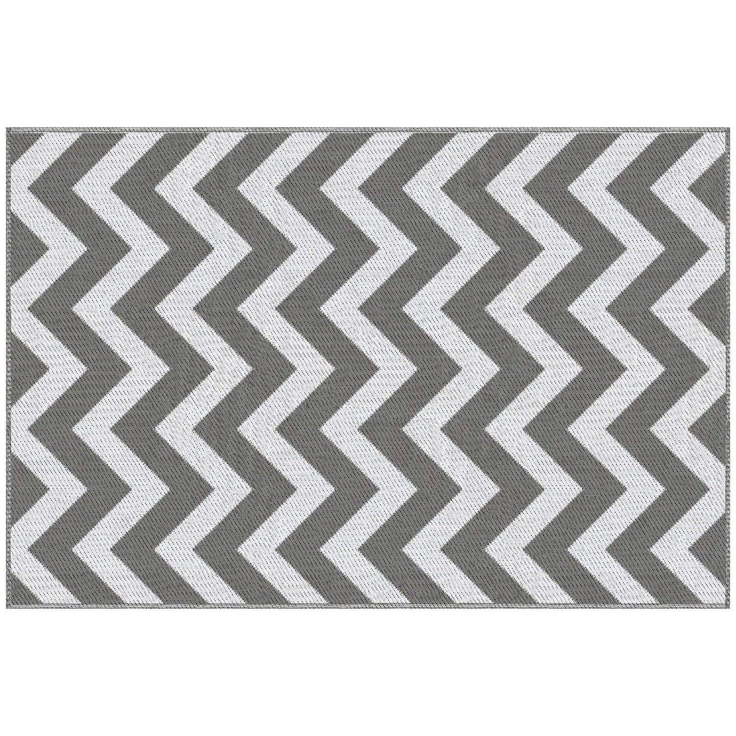 Outsunny 121 x 182 cm(4x6ft) Outdoor Rug Reversible Mat Plastic Straw Rug Portable RV Camping Mat for Garden Deck Picnic Indoor, Light Grey & White