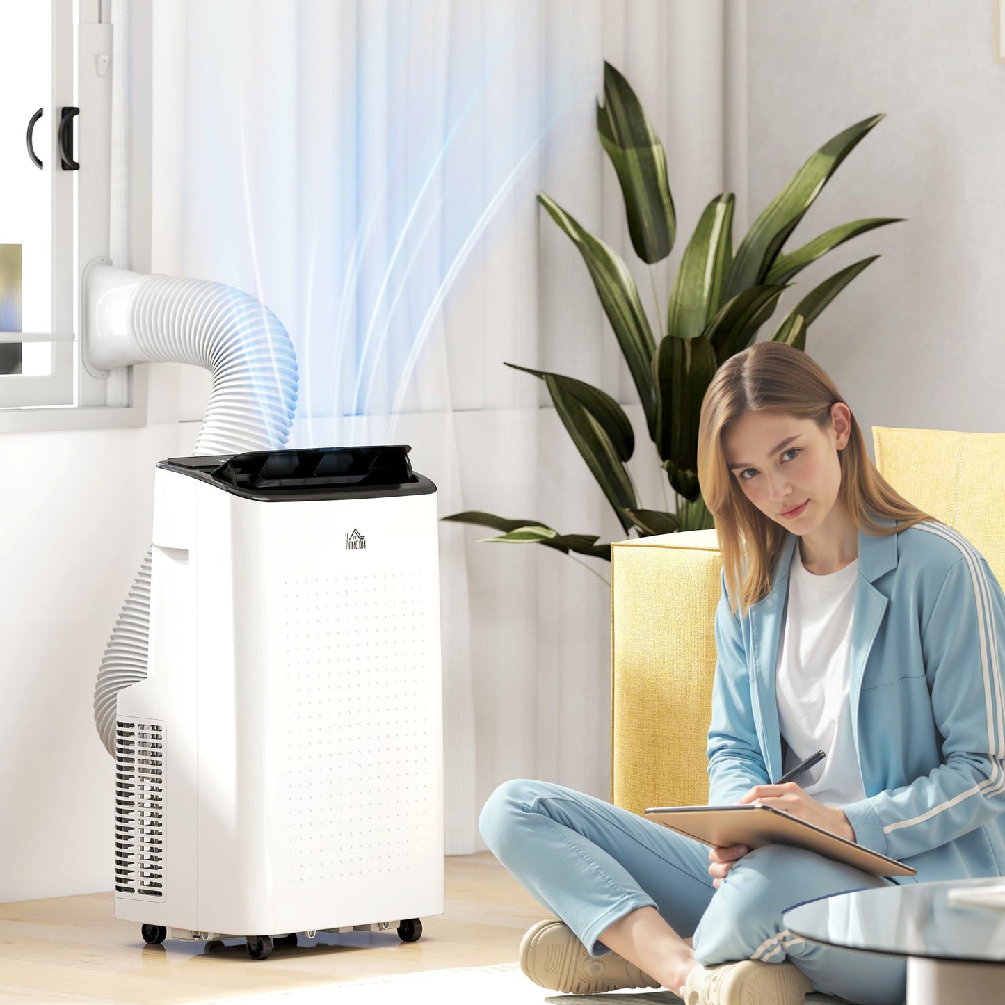 HOMCOM 14000 BTU Mobile Air Conditioner for Room up to 35m√Ç¬≤, Smart Home WiFi Compatible, with Dehumidifier, Fan, 24H Timer