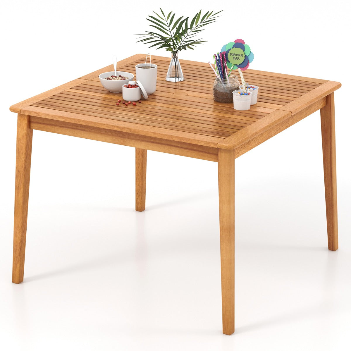 100 x 100cm Outdoor Acacia Wood Dining Table for 4 People