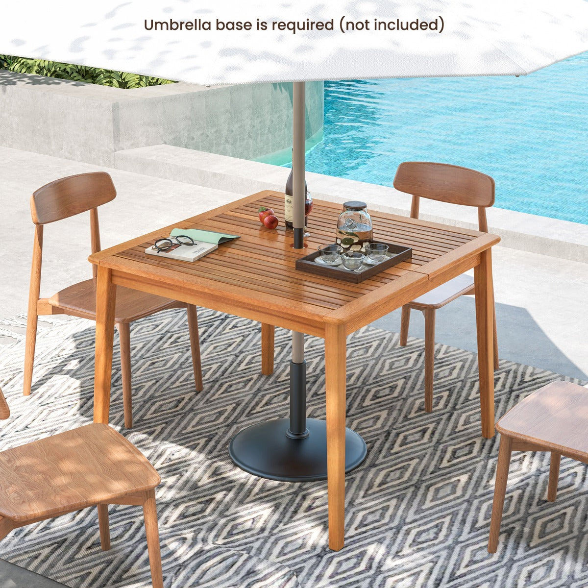 100 x 100cm Outdoor Acacia Wood Dining Table for 4 People