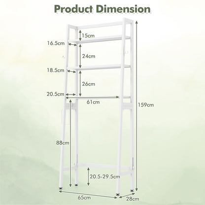 Over The Toilet Storage Shelf with Adjustable Adjustable Bottom Bar-White