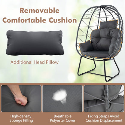 Indoor Outdoor Lounge Chair with Comfy Cushions and Sturdy Metal Frame-Grey