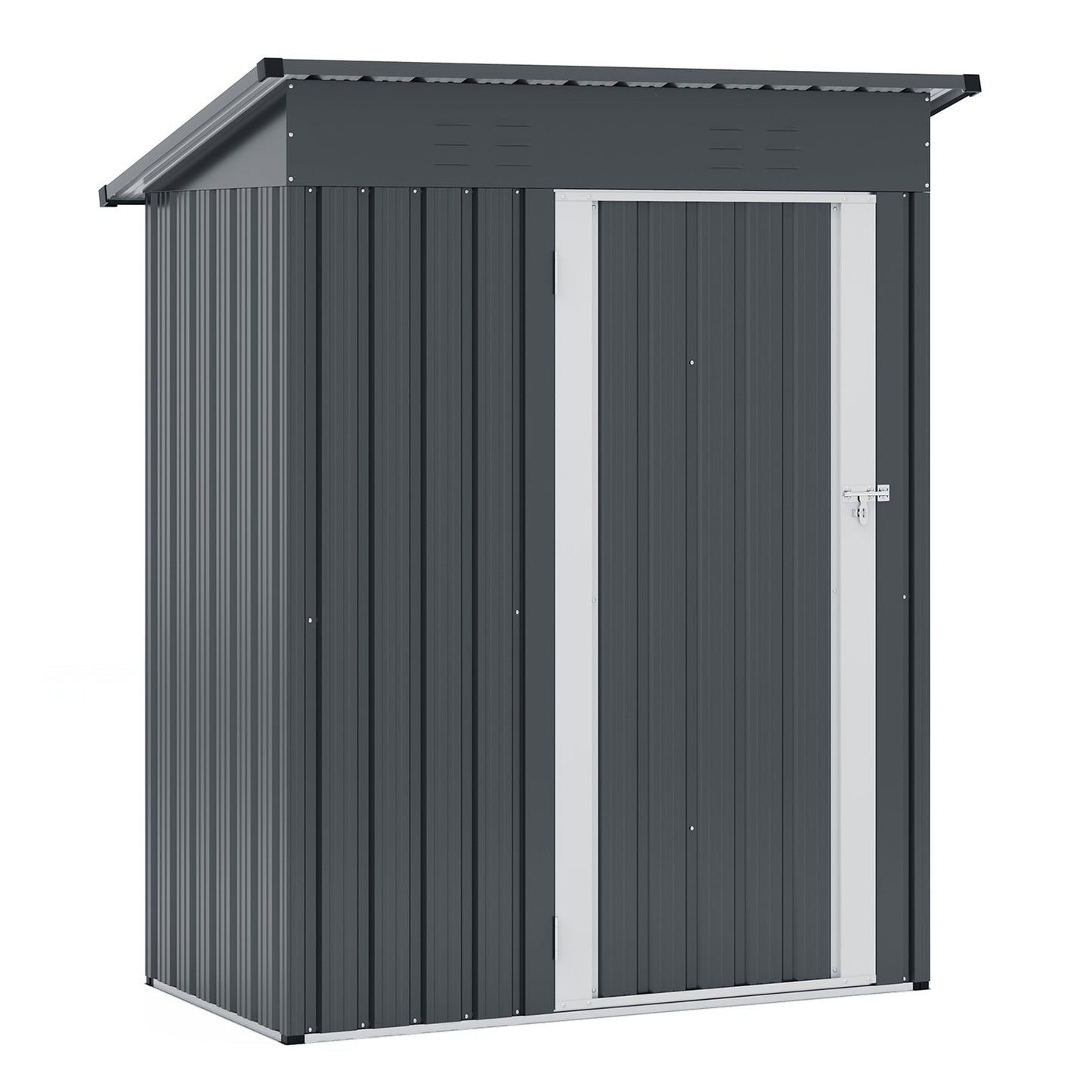 5 x 3 Feet Outdoor Storage Shed with Sloped Roof and Lockable Door-Gray