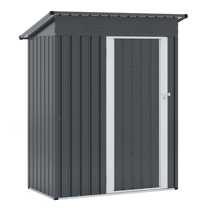 5 x 3 Feet Outdoor Storage Shed with Sloped Roof and Lockable Door-Gray