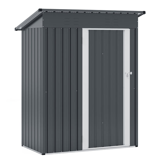 5 x 3 Feet Outdoor Storage Shed with Sloped Roof and Lockable Door-Gray