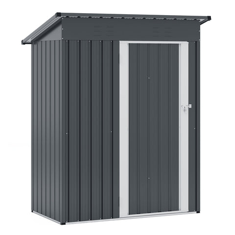 5 x 3 Feet Outdoor Storage Shed with Sloped Roof and Lockable Door-Gray