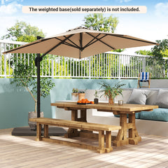 Patio Offset Umbrella with 360° Rotation and 5 Adjustable Tilt 8 Ribs-Beige