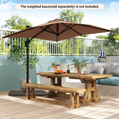 Patio Offset Umbrella with 360° Rotation and 5 Adjustable Tilt 8 Ribs-Brown