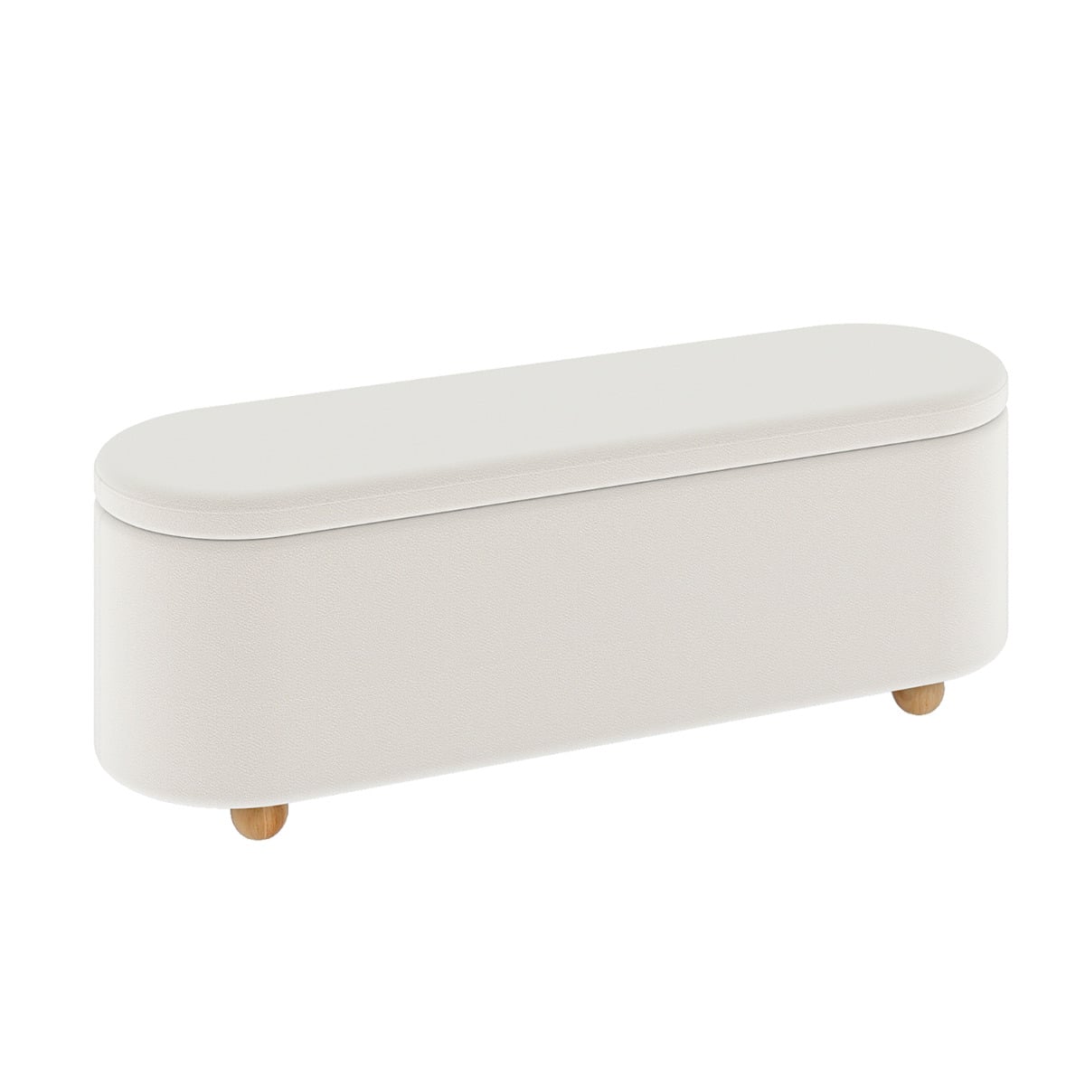 Oval Storage Bench 139 CM Long Ottoman Bench with Flip Top-White