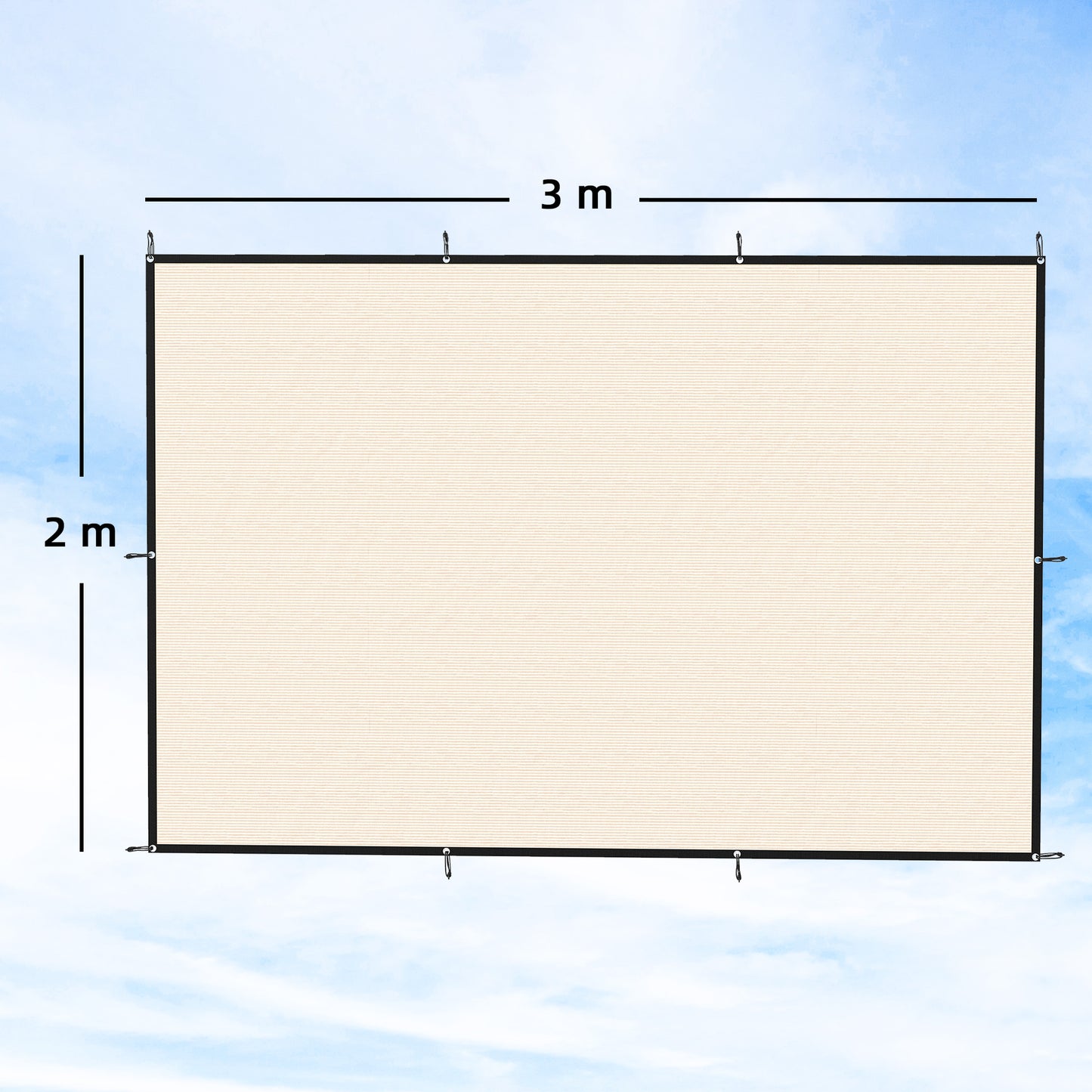 Outsunny Sun Shade Sail UV Protection Canopy with Stainless Steel Eyelets for Patio Garden 2 x 3 m Beige