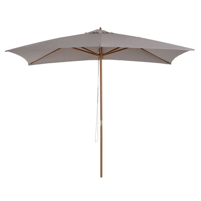 Outsunny 2 x 3m Wooden Garden Parasol Umbrella Outdoor Sun Shade Canopy, Light Grey