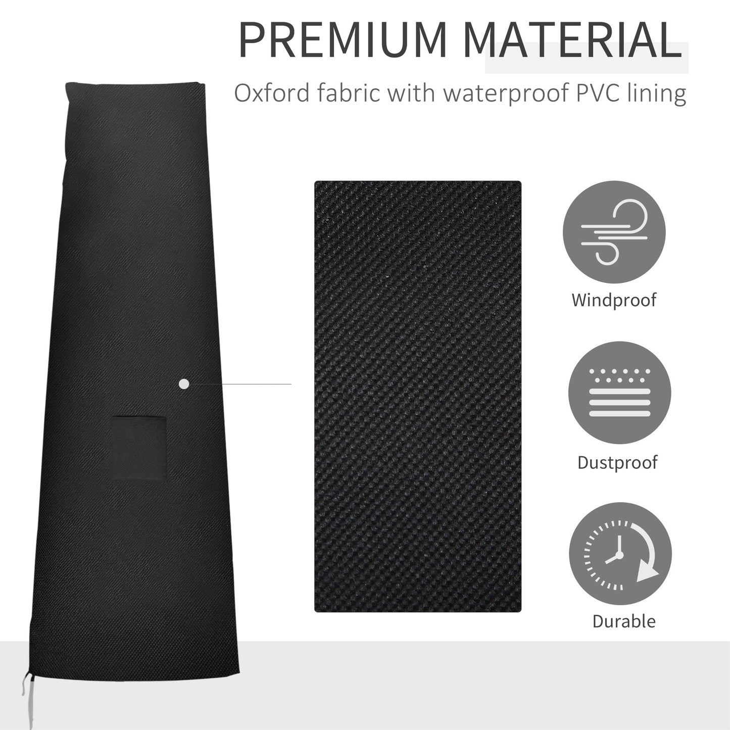 Outsunny Garden Parasol Cover Waterproof Outdoor Cantilever Banana Umbrella Protector 300D Oxford Fabric 240 x 48/70 cm for 3 m Cantilever Parasol