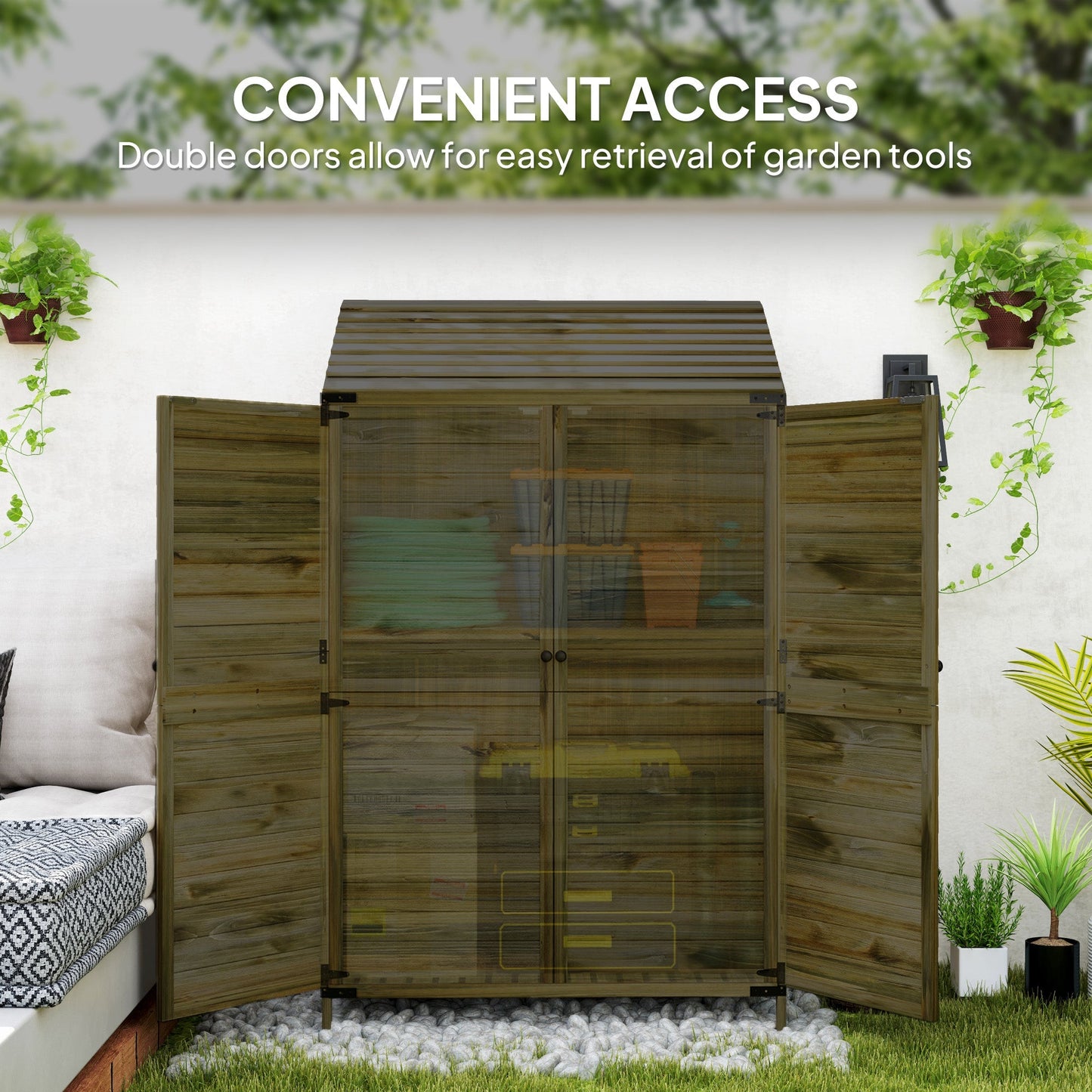 Outsunny 103.5 x 59 cm Wooden Garden Shed - Brown