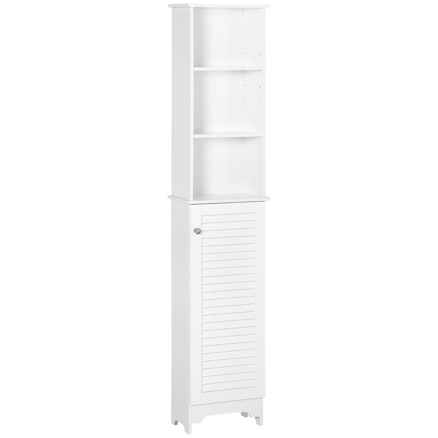 HOMCOM Tall Bathroom Cabinet Storage Cupboard Floor Standing Home Bathroom Furniture w/ 6 Shelves 165H x 34W x 20D cm White