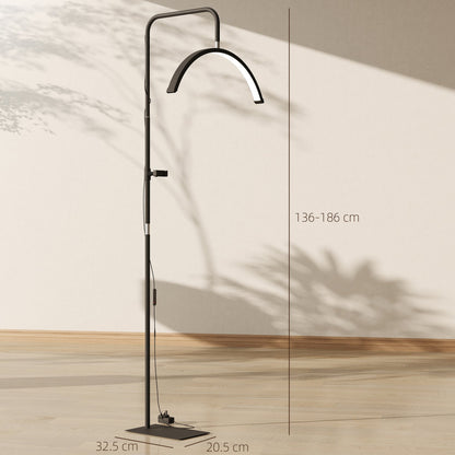 HOMCOM Half Moon Lash Light, Beauty Floor Lamp with 350Â° Rotatable Head, 7 Colour Temperature and Phone Holder, Dimmable Standing Lamp for Eyelash Extension, Tattoo, Nails, Skincare, Black