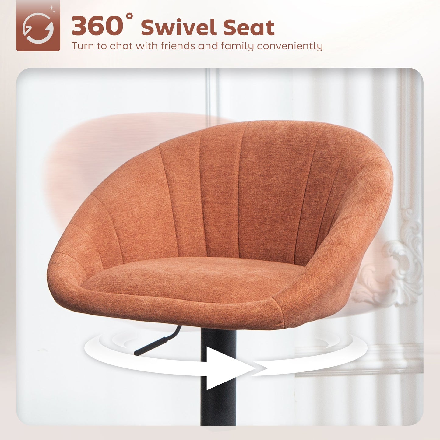 HOMCOM Set of Two Relaxed Tub Bar Stools - Orange