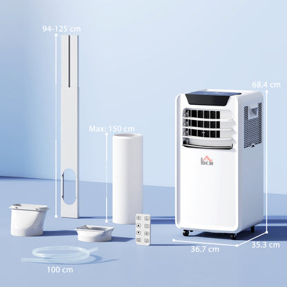HOMCOM 10000 BTU Air Conditioning Unit, 3-in-1 Portable Air Conditioner, Dehumidifier, Cooling Fan with Remote Control, LED Display, 2 Speeds, 24H Timer, Window Venting Kit, 30mÂ²
