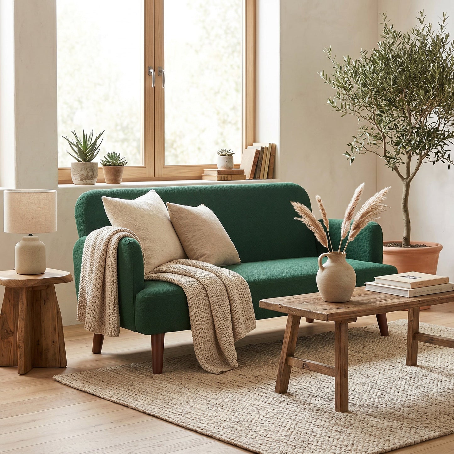 HOMCOM Velvet Feel Fabric 2 Seater Sofa, Small Sofa Loveseat with 21cm Thick Padding and Wood Legs, Dark Green
