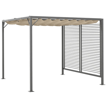 Outsunny 3 x 2.8m Metal Pergola, with Retractable Fabric Roof - Beige