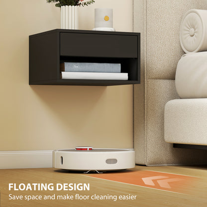 HOMCOM Floating Bedside Tables Set of 2, Wall Mounted Nightstand, Black