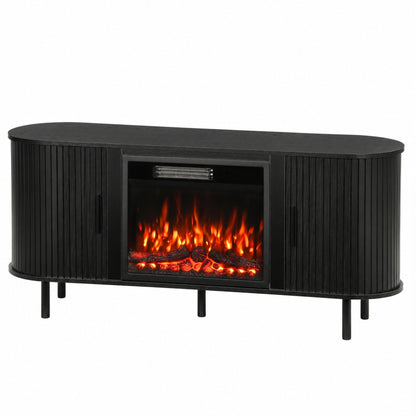 HOMCOM Electric Fireplace TV Stand for 70" TVs, 1800W Entertainment Center with Adjustable Flame Effect, Storage