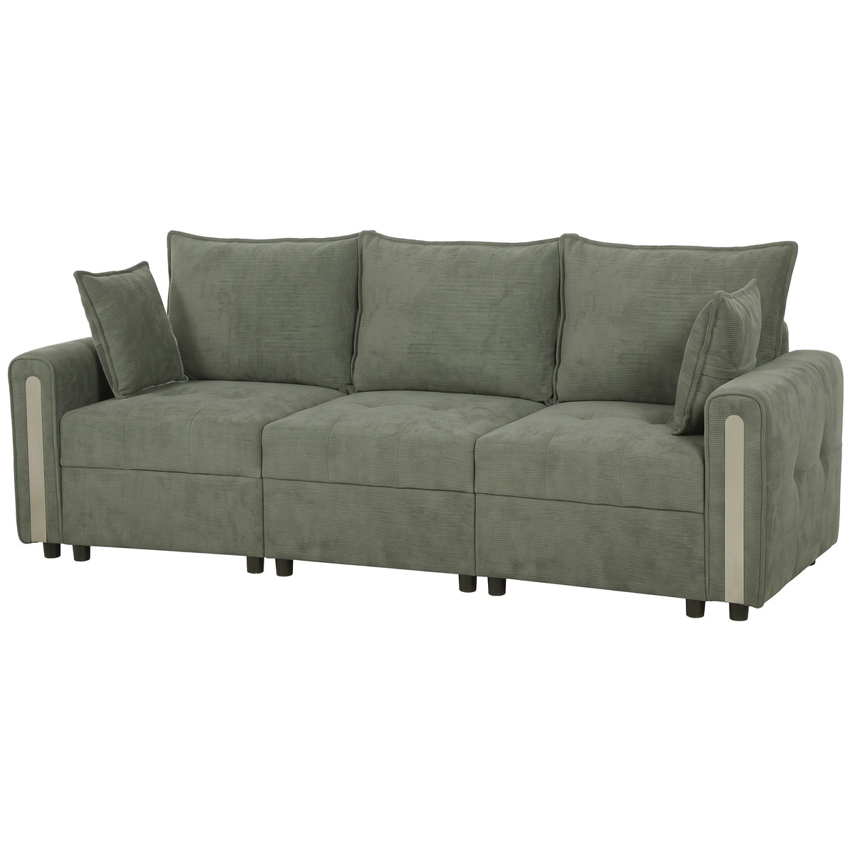 HOMCOM 3 Seater Sofa with Lift-Up Storage, 228cm Comfy Velvet Couch with Wide Deep Seat, Dark Green