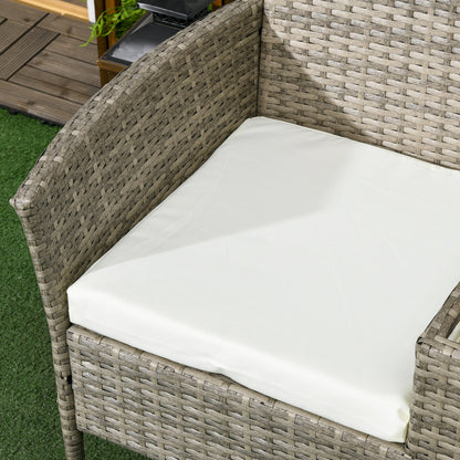 Outsunny Two-Seat Rattan Chair, with Middle Table - Grey